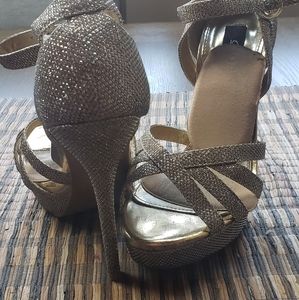 Gold sparkle heels